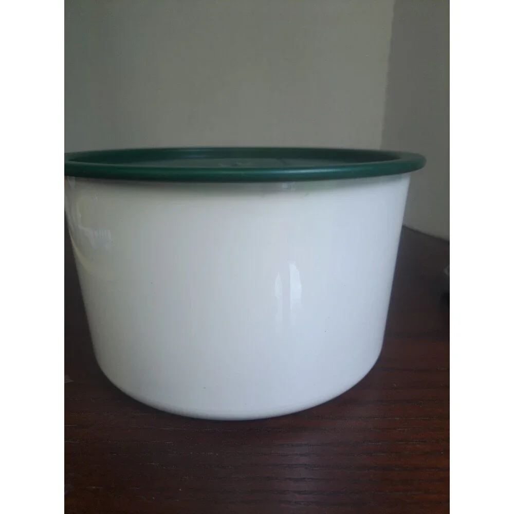 Vtg Tupperware Onetouch Cannister White With Hunter Green Lid 2710A-1